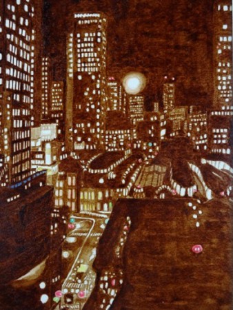 コーヒー画　有楽町の夜