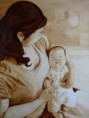 コーヒー画　母と子